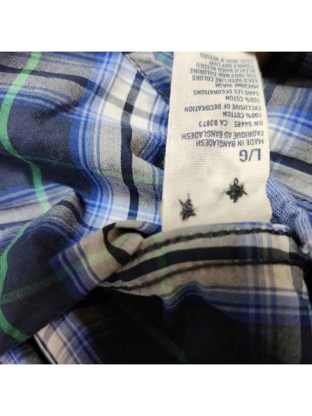 American Eagle Button Down Shirt Gray Blue White Plaid Long Sleeve Size Large - Picture 8 of 13